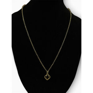 Women's Gold Dyadema 925 Silver Italy Black Clover Necklace 16 Inch Classic Oynx